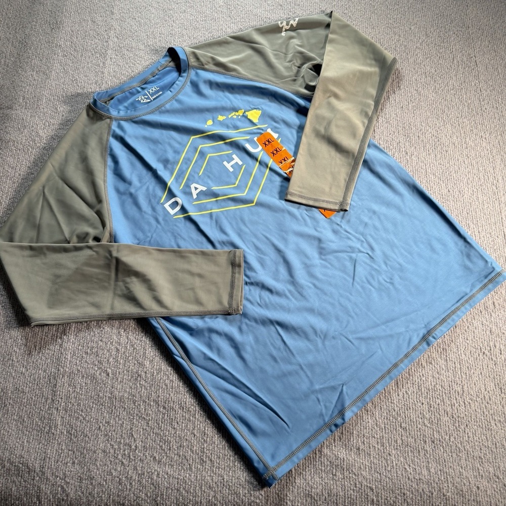 Da Hui Shirt Mens 2XL Blue Long Sleeve Beach Surfing Stretch New